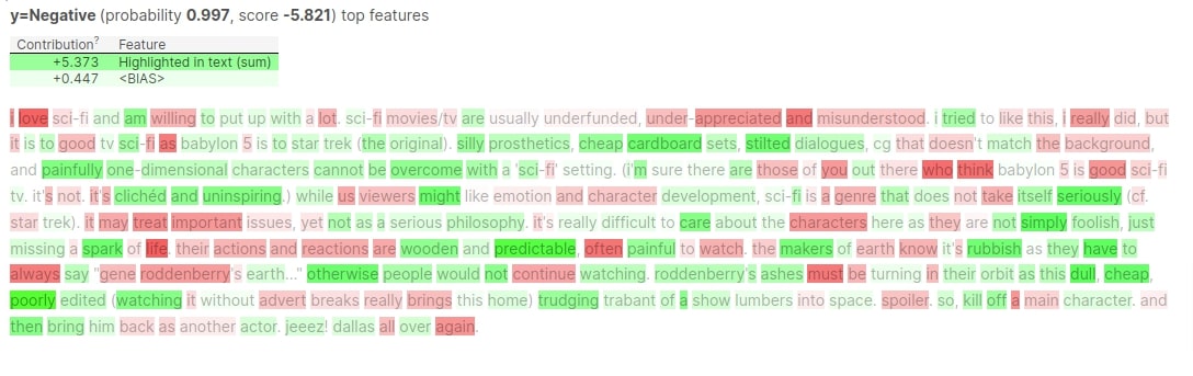 Eli5.lime: Explain PyTorch Text Classification Network Predictions Using LIME Algorithm