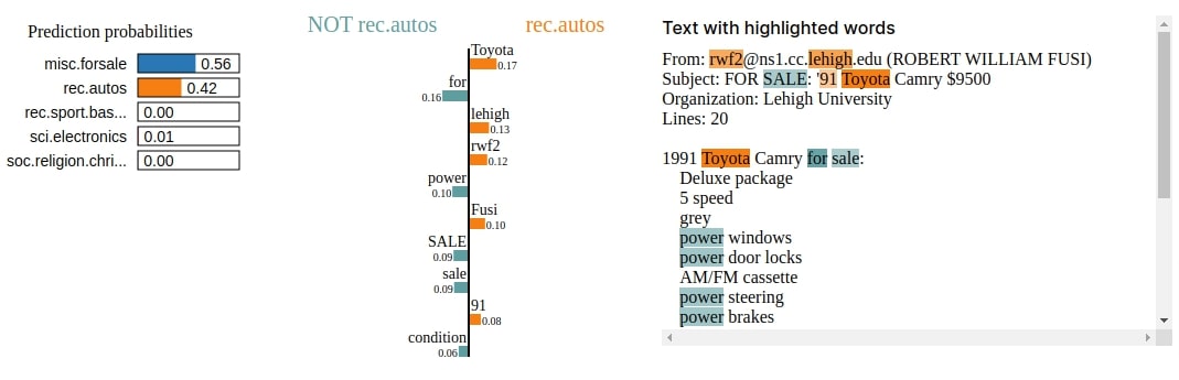 LIME: Interpret Predictions Of Flax (JAX) Text Classification Networks