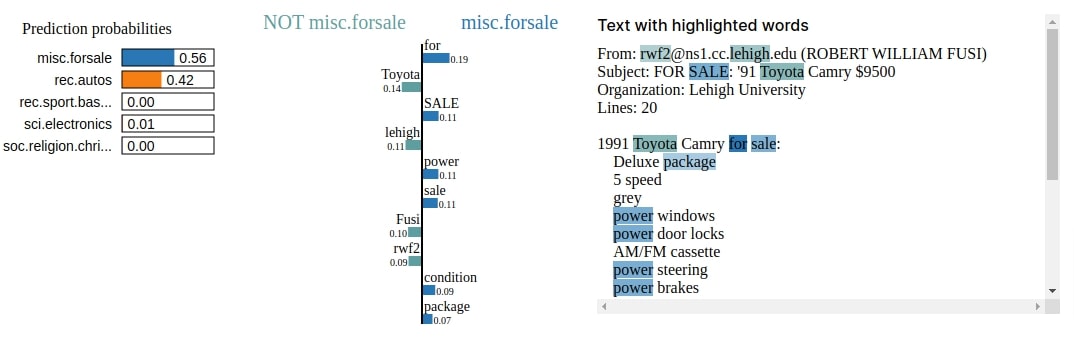 LIME: Interpret Predictions Of Flax (JAX) Text Classification Networks