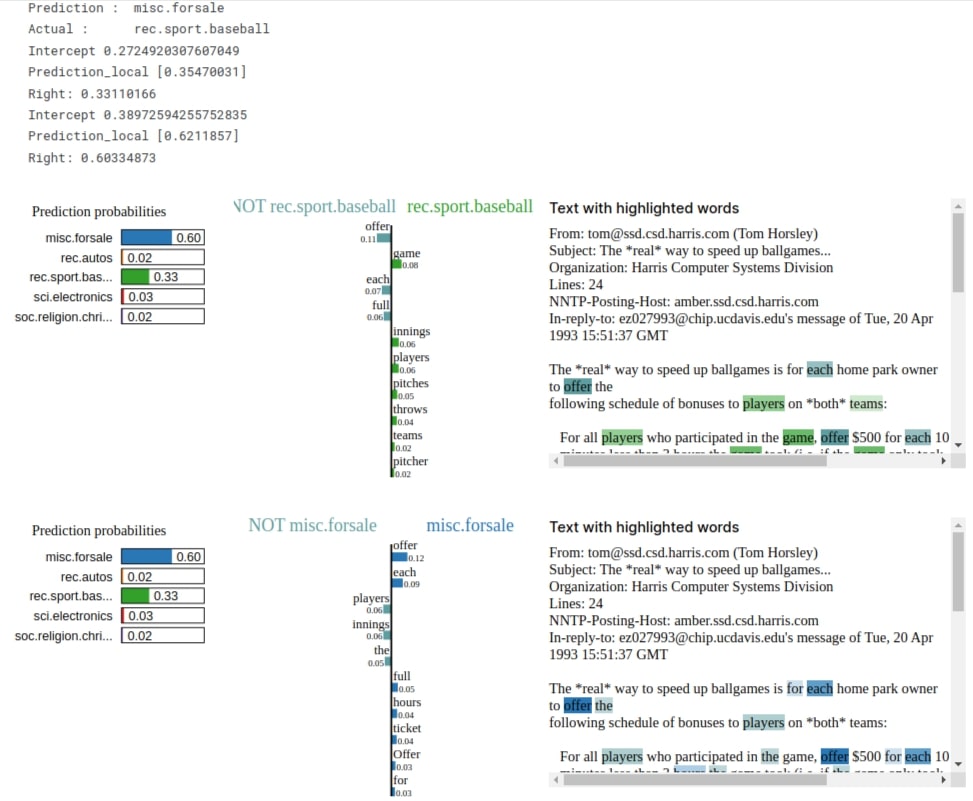 LIME: Interpret Predictions Of Flax (JAX) Text Classification Networks