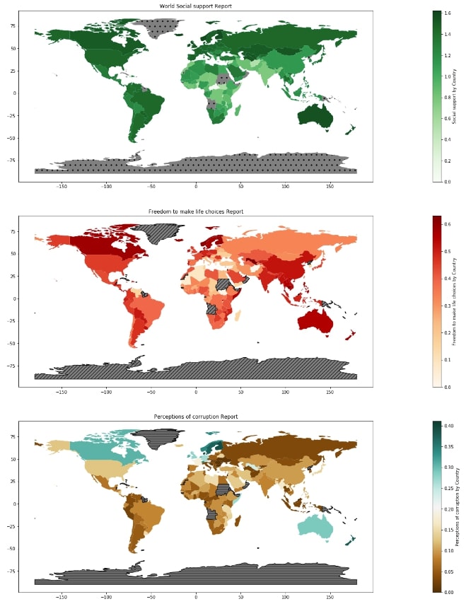 World Social Support, Freedom to make life choices and corruption Choropleth Map