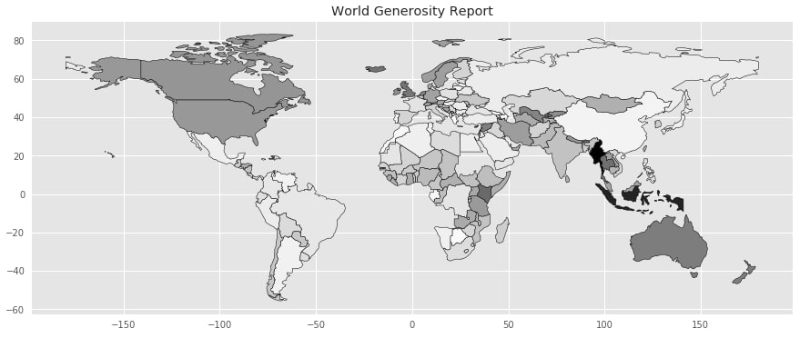 World Generosity Choropleth Map