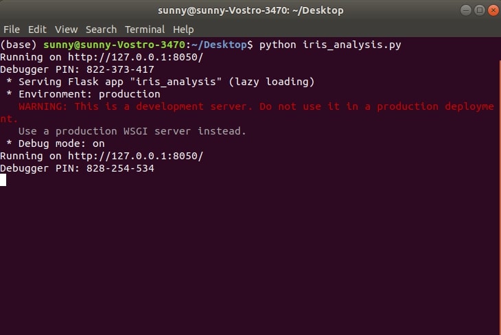 Shell Showing Dashboard Server